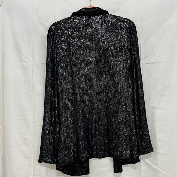 Joie Diandra Silk Sequined Single Breasted  Blazer Jacket Caviar Women's Size M - Picture 6 of 6